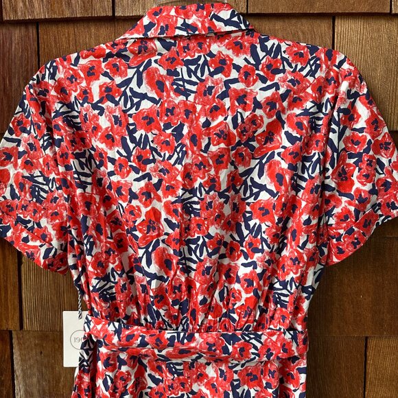 NWT 1901 Women Red & Blue Floral Shirt Dress Fit & Flare in Women's X-Large - Picture 9 of 12